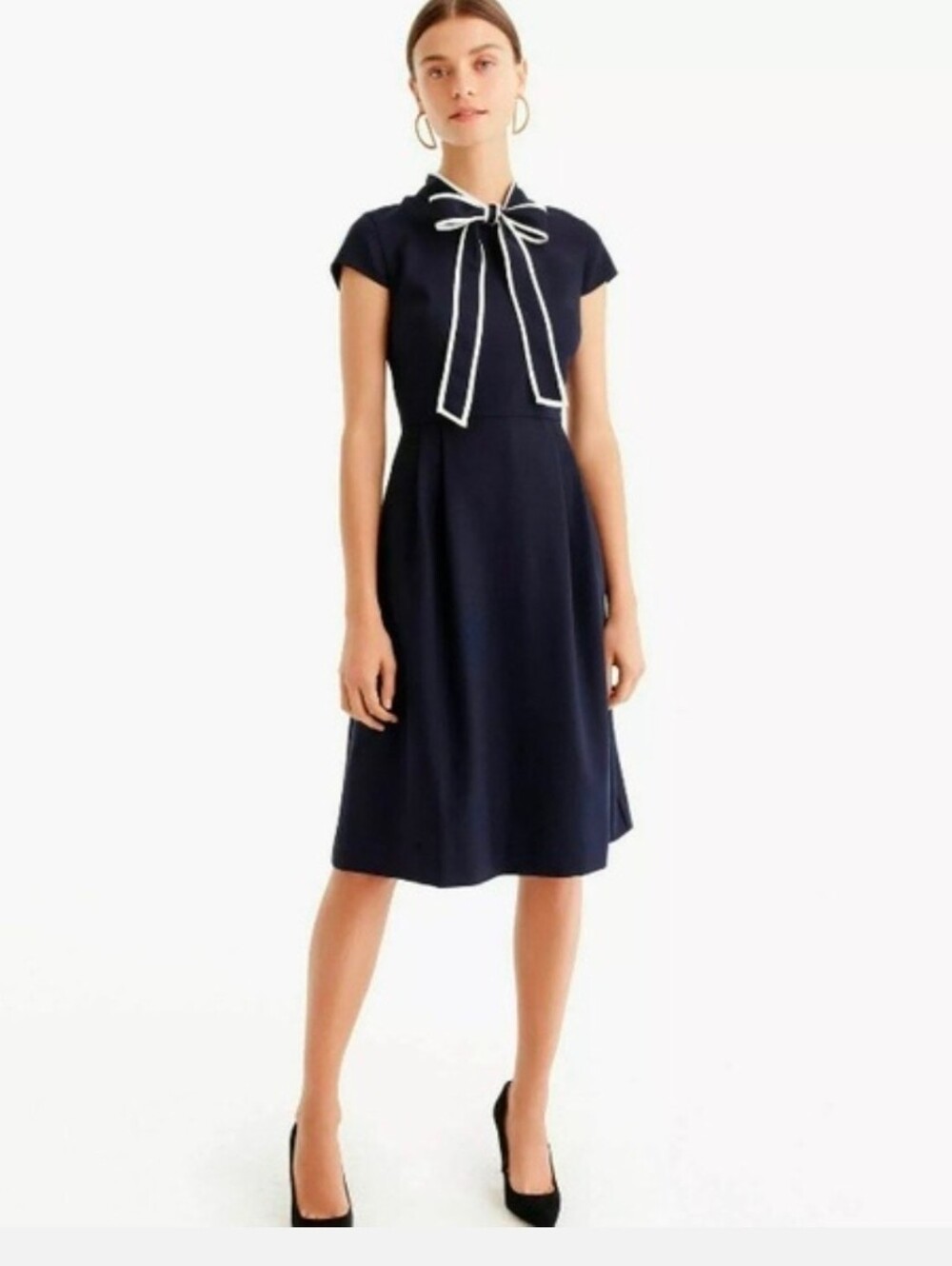 Navy J.Crew Blythe Dress in Lucky Crepe Sz 10 Tall